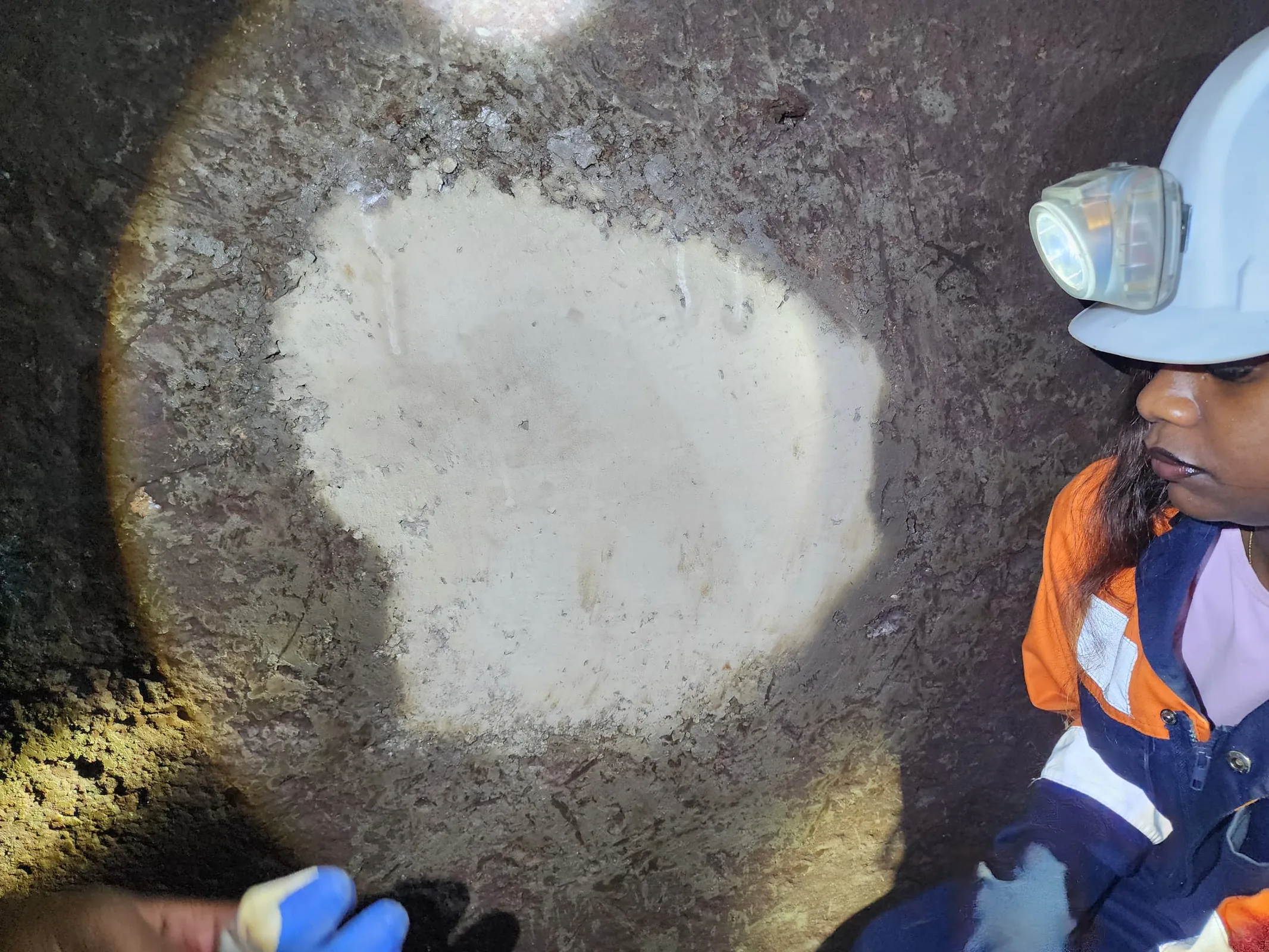 Industrial concrete floor repair in progress